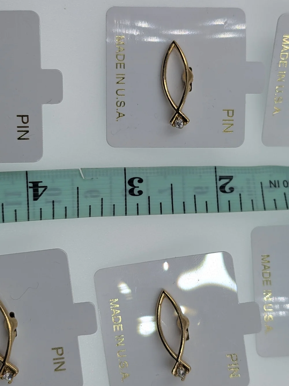 6pk Vintage NOS Gold Ichthus Jesus Fish Lapel Pins Christian Witness 0420